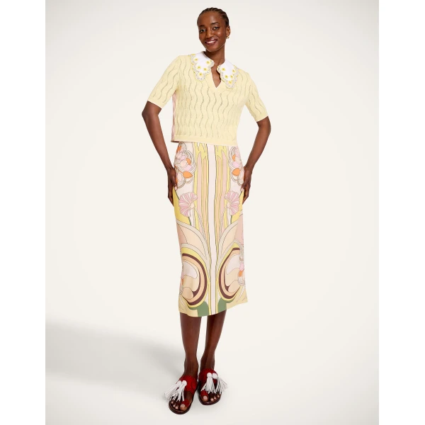 La DoubleJ Pencil Skirt in Tulip Placée Pale Pink - Skirts - Milanese Maximalist Fashion at Coveti