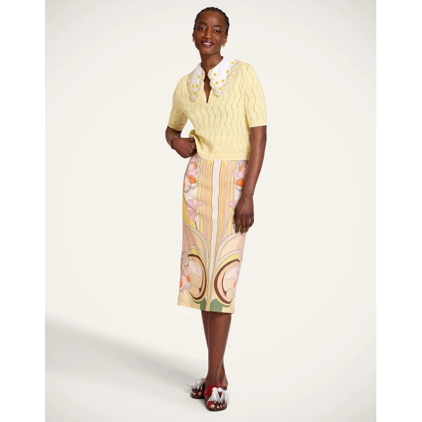 La DoubleJ Pencil Skirt in Tulip Placée Pale Pink - Skirts - Milanese Maximalist Fashion at Coveti