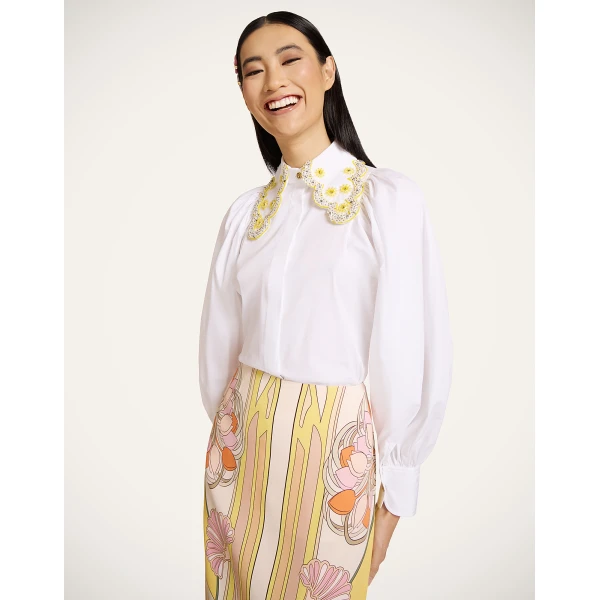 La DoubleJ Pouf Shirt in Solid White - Tops - Milanese Maximalist Fashion at Coveti