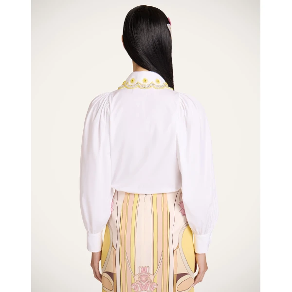 La DoubleJ Pouf Shirt in Solid White - Tops - Milanese Maximalist Fashion at Coveti