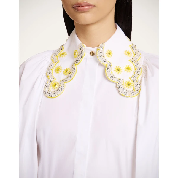 La DoubleJ Pouf Shirt in Solid White - Tops - Milanese Maximalist Fashion at Coveti