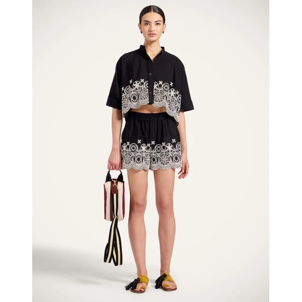 La DoubleJ Pull-Up Shorts in Eclipse Solid Black - Shorts - Milanese Maximalist Fashion at Coveti