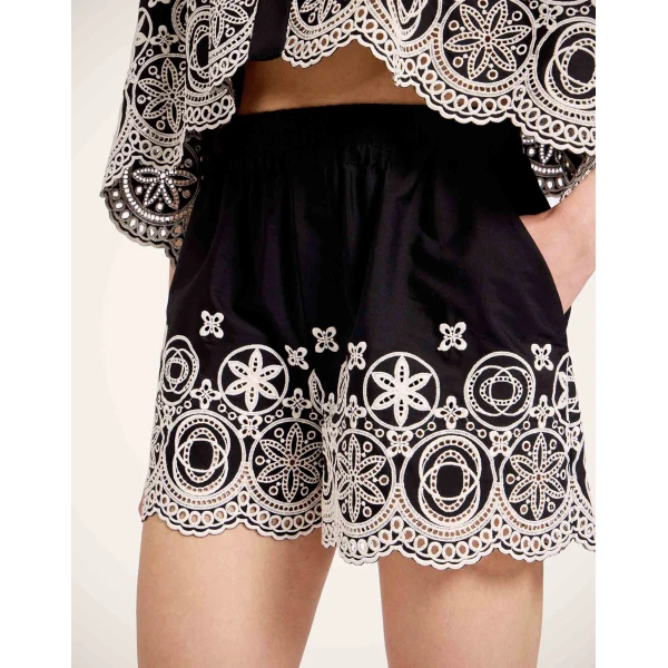 La DoubleJ Pull-Up Shorts in Eclipse Solid Black - Shorts - Milanese Maximalist Fashion at Coveti