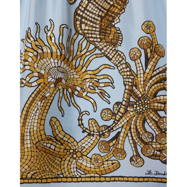 La DoubleJ Pull-Up Shorts in Oceania Placée Light Blue - Shorts - Milanese Maximalist Fashion at Coveti
