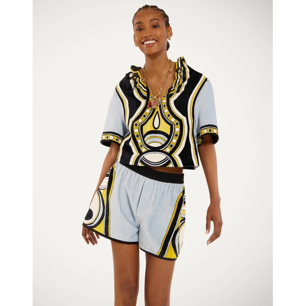 La DoubleJ Pull-Up Shorts in Sanctuary Placée Light Blue - Shorts - Milanese Maximalist Fashion at Coveti