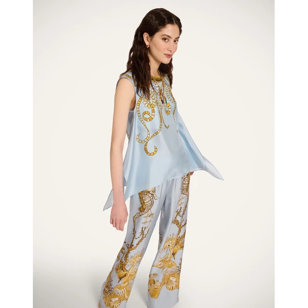 La DoubleJ San Carlo Top in Oceania Placée Light Blue - Tops - Milanese Maximalist Fashion at Coveti