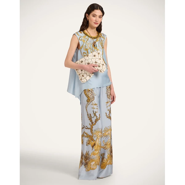 La DoubleJ San Carlo Top in Oceania Placée Light Blue - Tops - Milanese Maximalist Fashion at Coveti