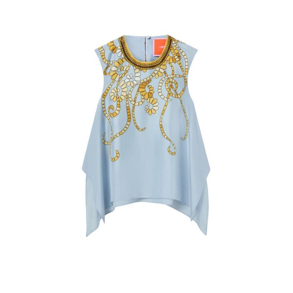 La DoubleJ San Carlo Top in Oceania Placée Light Blue - Tops - Milanese Maximalist Fashion at Coveti