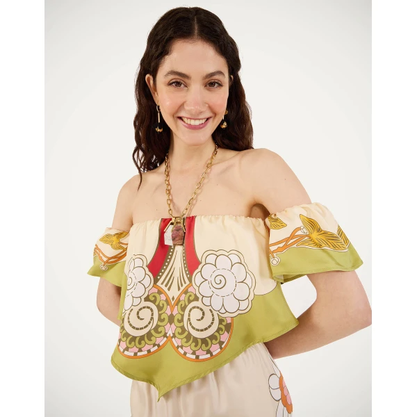 La DoubleJ Sand Dollar Top in Ambrosia Placée Green - Tops - Milanese Maximalist Fashion at Coveti