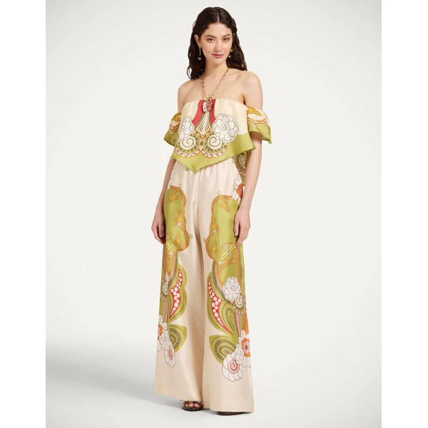 La DoubleJ Sand Dollar Top in Ambrosia Placée Green - Tops - Milanese Maximalist Fashion at Coveti