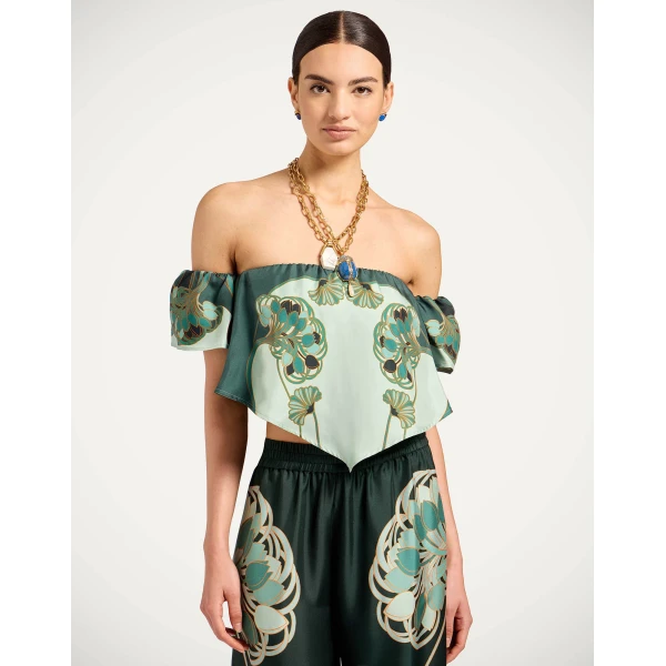 La DoubleJ Sand Dollar Top in Blooming Tulip Placée Mint - Tops - Milanese Maximalist Fashion at Coveti