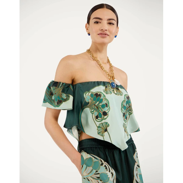 La DoubleJ Sand Dollar Top in Blooming Tulip Placée Mint - Tops - Milanese Maximalist Fashion at Coveti