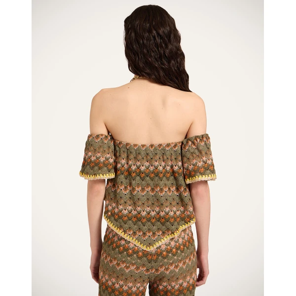 La DoubleJ Sand Dollar Top in Multicolor Green & Orange - Tops - Milanese Maximalist Fashion at Coveti