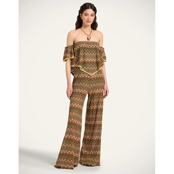 La DoubleJ Sand Dollar Top in Multicolor Green & Orange - Tops - Milanese Maximalist Fashion at Coveti