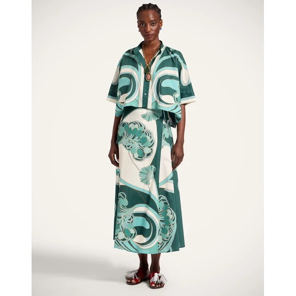 La DoubleJ Sarong Skirt in Blooming Tulip Placée Mint - Skirts - Milanese Maximalist Fashion at Coveti