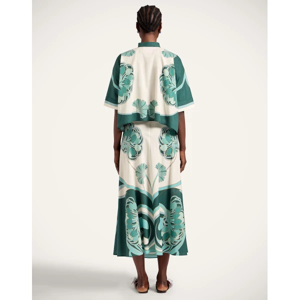 La DoubleJ Sarong Skirt in Blooming Tulip Placée Mint - Skirts - Milanese Maximalist Fashion at Coveti