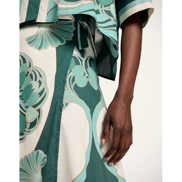 La DoubleJ Sarong Skirt in Blooming Tulip Placée Mint - Skirts - Milanese Maximalist Fashion at Coveti