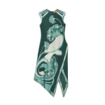 La DoubleJ Scarf Dress in Blooming Tulip Placée Dark Green - Dresses - Milanese Maximalist Fashion at Coveti