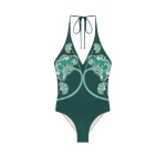 La DoubleJ Sexy Swimsuit in Blooming Tulip Placée Dark Green - Beachwear - Milanese Maximalist Fashion at Coveti