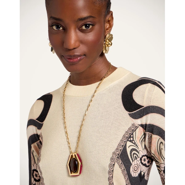 La DoubleJ Silky Crew Neck in Ambrosia Placée Pale Pink - Knitwear - Milanese Maximalist Fashion at Coveti
