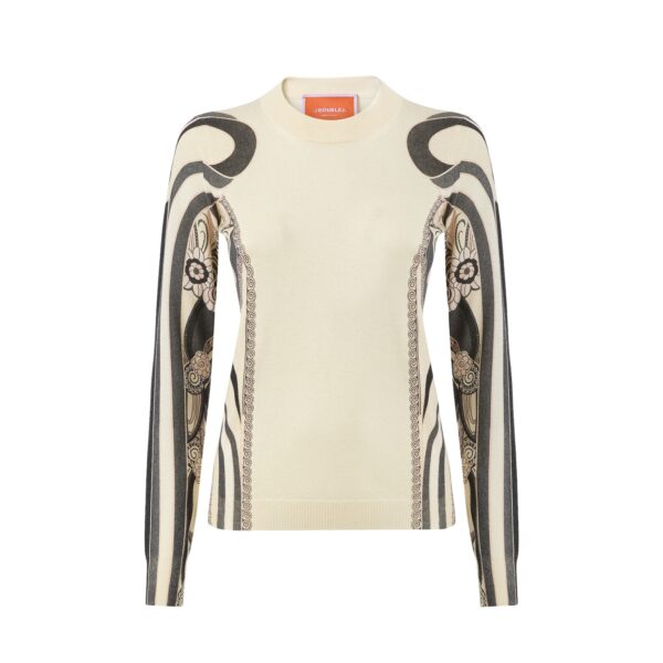 La DoubleJ Silky Crew Neck in Ambrosia Placée Pale Pink - Knitwear - Milanese Maximalist Fashion at Coveti