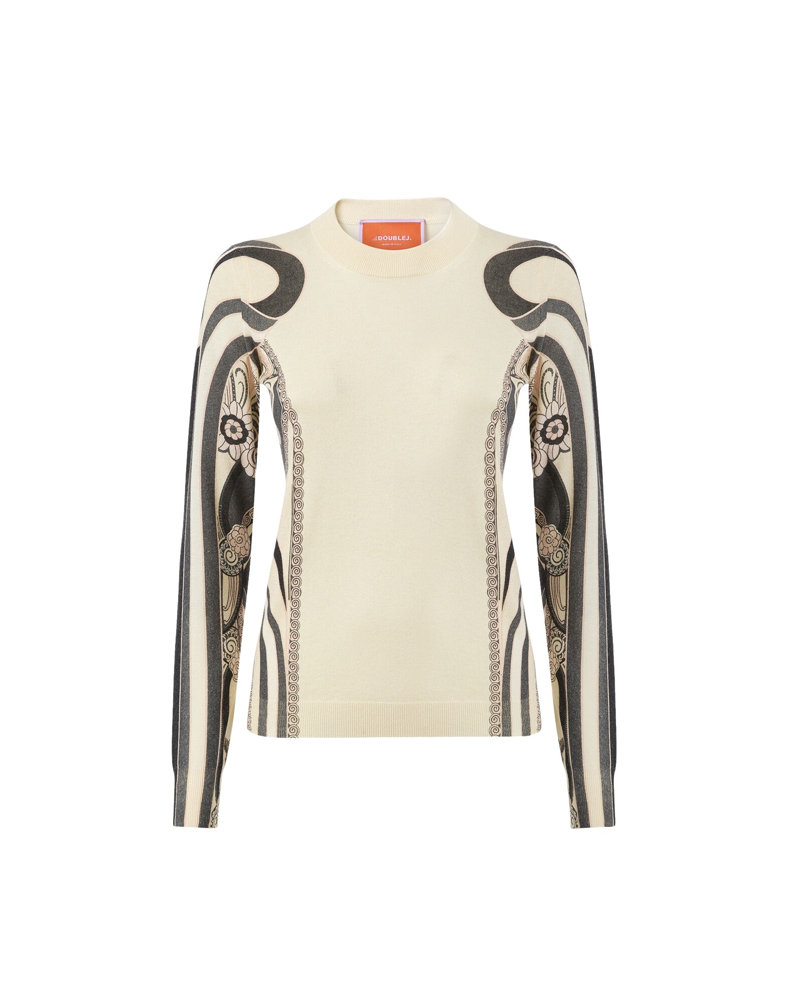 La DoubleJ Silky Crew Neck in Ambrosia Placée Pale Pink - Knitwear - Milanese Maximalist Fashion at Coveti