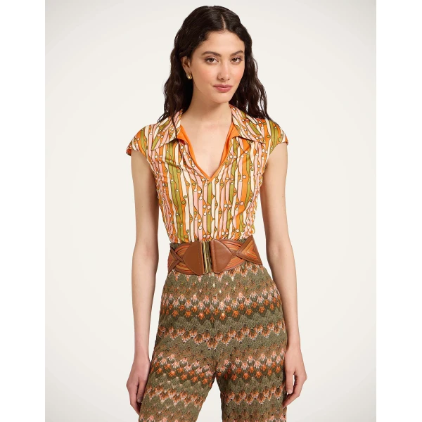 La DoubleJ Sleeveless Stretch Polo in Smarties Orange - Tops - Milanese Maximalist Fashion at Coveti