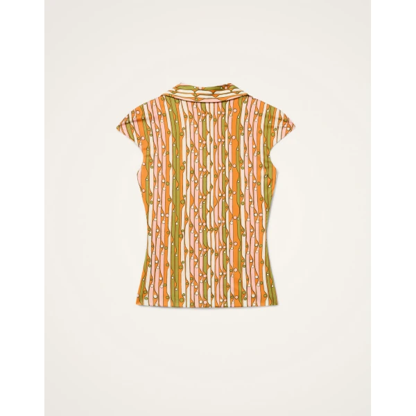 La DoubleJ Sleeveless Stretch Polo in Smarties Orange - Tops - Milanese Maximalist Fashion at Coveti