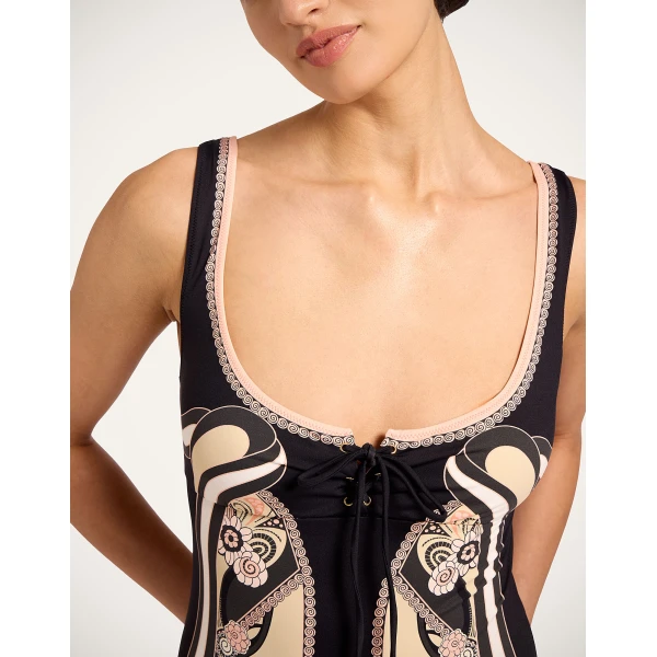 La DoubleJ Sleeveless Sunset Suit in Ambrosia Placée Pale Pink - Beachwear - Milanese Maximalist Fashion at Coveti