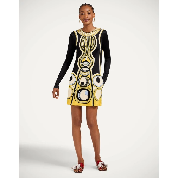 La DoubleJ Slinky Mini Swing Dress in Sanctuary Placée Black - Dresses - Milanese Maximalist Fashion at Coveti