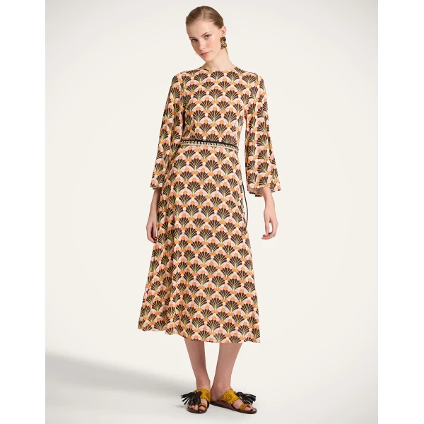 La DoubleJ Sorella Dress in Florette Fan Brown - Dresses - Milanese Maximalist Fashion at Coveti