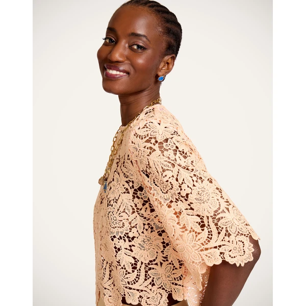 La DoubleJ Spotlight Top in Solid Apricot - Tops - Milanese Maximalist Fashion at Coveti