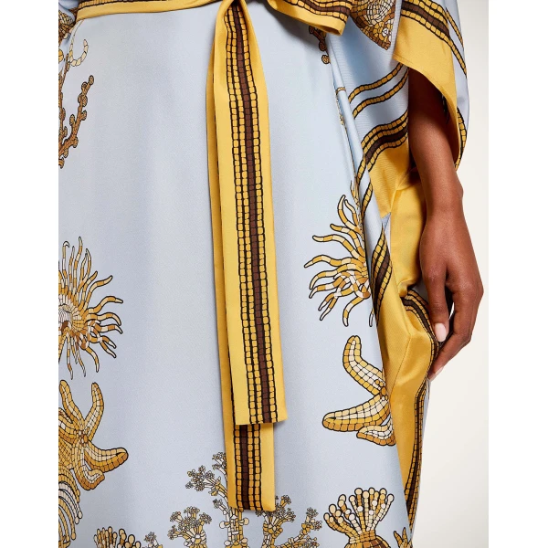 La DoubleJ Square Kaftan in Oceania Placée Light Blue - Dresses - Milanese Maximalist Fashion at Coveti