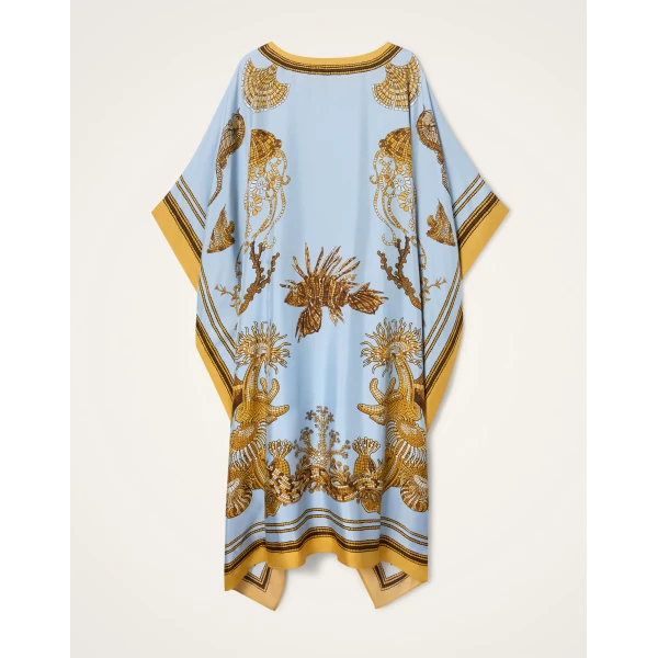 La DoubleJ Square Kaftan in Oceania Placée Light Blue - Dresses - Milanese Maximalist Fashion at Coveti