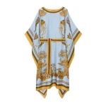 La DoubleJ Square Kaftan in Oceania Placée Light Blue - Dresses - Milanese Maximalist Fashion at Coveti