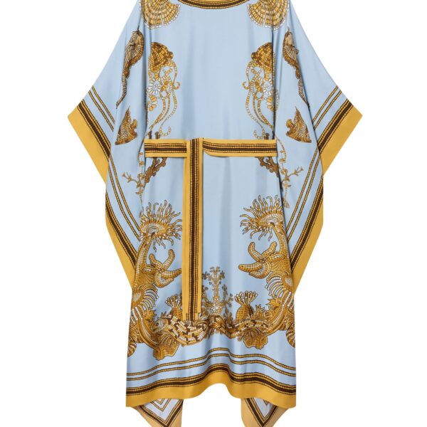 La DoubleJ Square Kaftan in Oceania Placée Light Blue - Dresses - Milanese Maximalist Fashion at Coveti