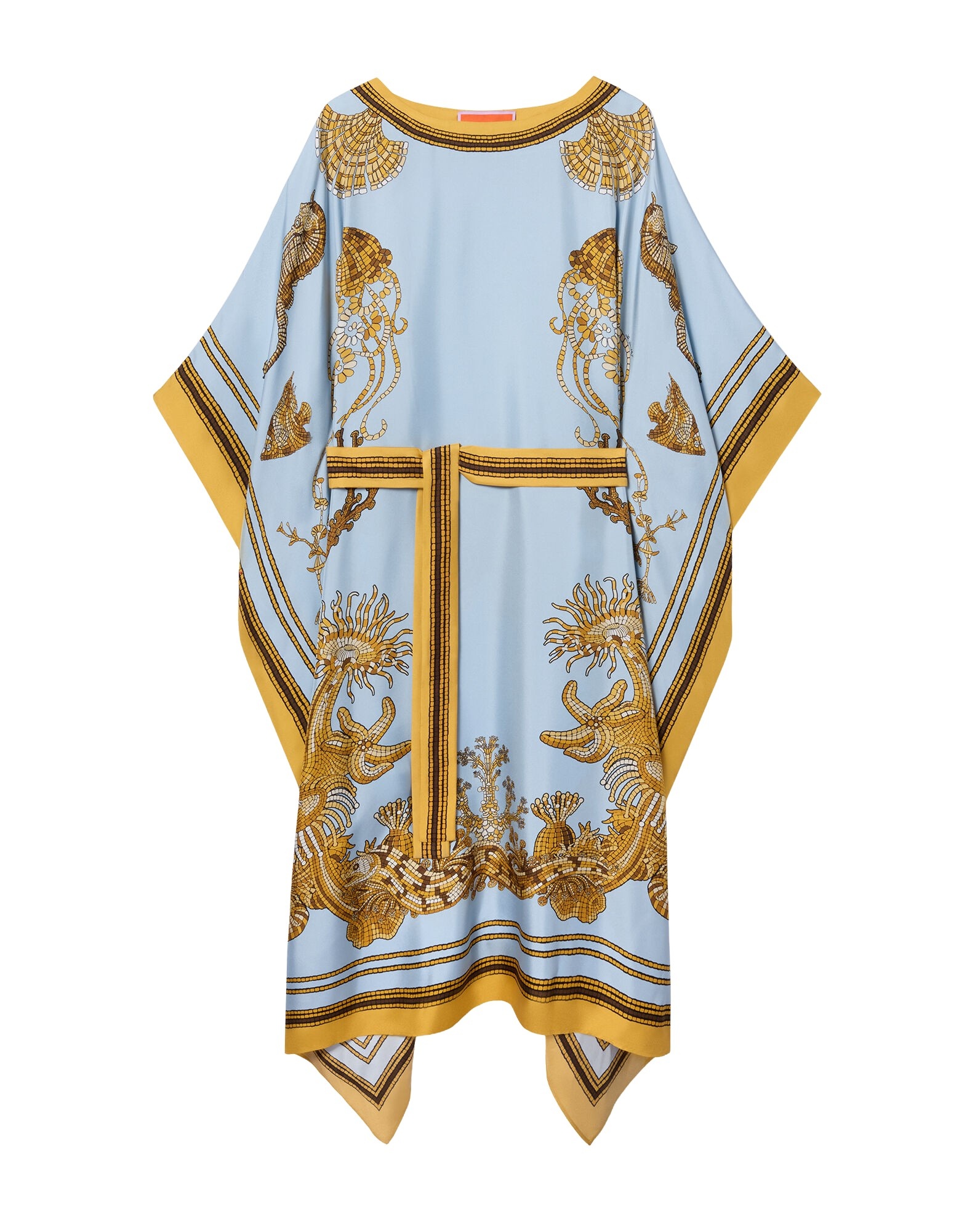 La DoubleJ Square Kaftan in Oceania Placée Light Blue - Dresses - Milanese Maximalist Fashion at Coveti