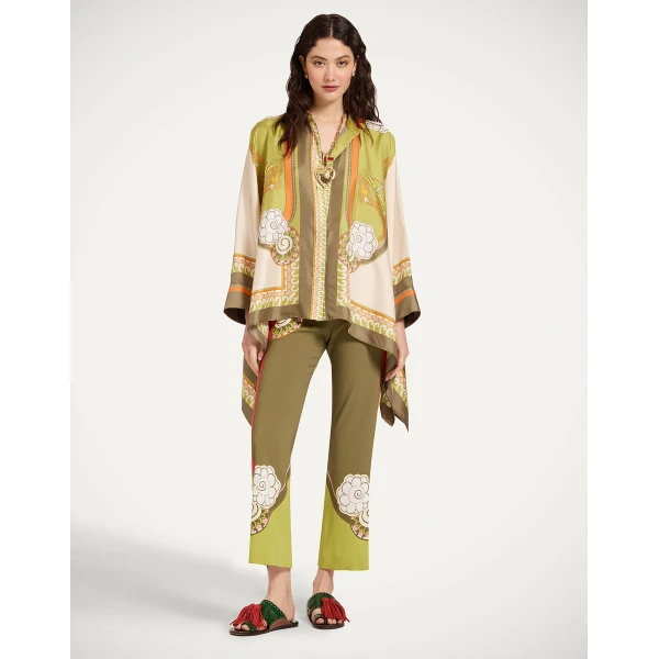 La DoubleJ Stretch Pants in Ambrosia Placée Green - Pants - Milanese Maximalist Fashion at Coveti
