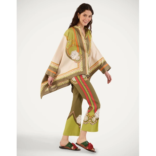 La DoubleJ Stretch Pants in Ambrosia Placée Green - Pants - Milanese Maximalist Fashion at Coveti