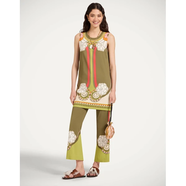 La DoubleJ Stretch Pants in Ambrosia Placée Green - Pants - Milanese Maximalist Fashion at Coveti