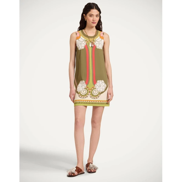 La DoubleJ Stretch Tunic in Ambrosia Placée Green - Dresses - Milanese Maximalist Fashion at Coveti