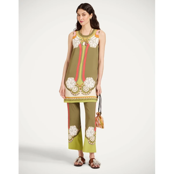 La DoubleJ Stretch Tunic in Ambrosia Placée Green - Dresses - Milanese Maximalist Fashion at Coveti