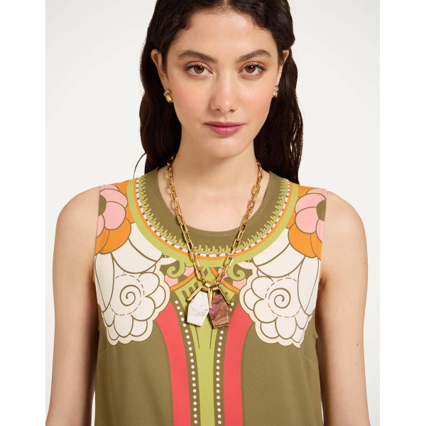 La DoubleJ Stretch Tunic in Ambrosia Placée Green - Dresses - Milanese Maximalist Fashion at Coveti