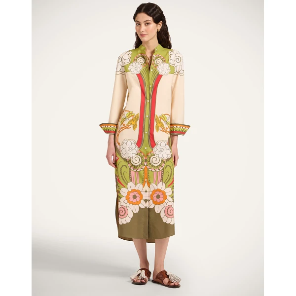 La DoubleJ Sundowner Tunic in Ambrosia Placée Ivory - Dresses - Milanese Maximalist Fashion at Coveti