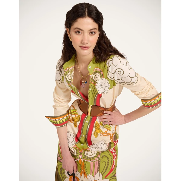 La DoubleJ Sundowner Tunic in Ambrosia Placée Ivory - Dresses - Milanese Maximalist Fashion at Coveti