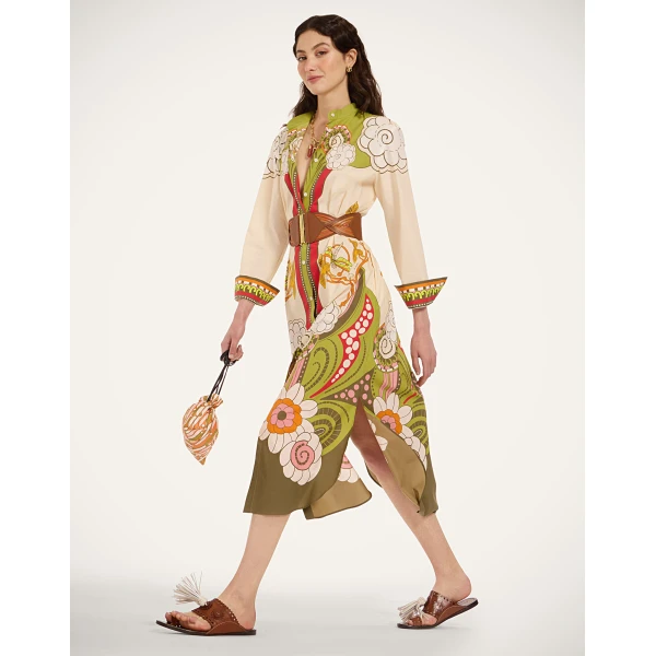 La DoubleJ Sundowner Tunic in Ambrosia Placée Ivory - Dresses - Milanese Maximalist Fashion at Coveti