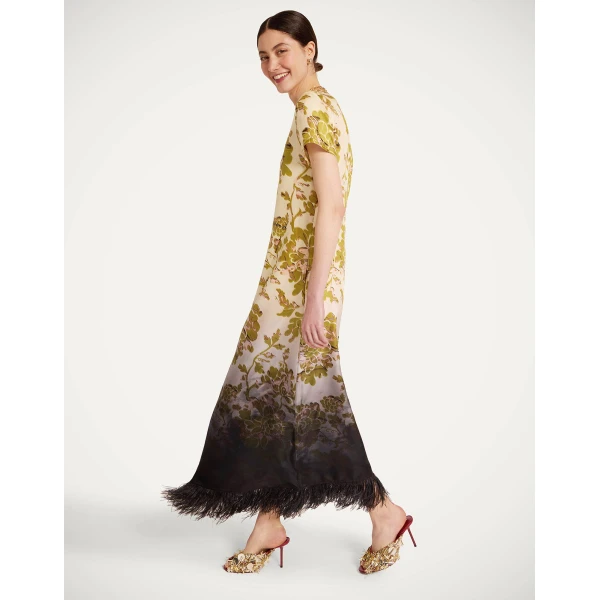 La DoubleJ Swing Dress in Oasis Ombré Placée Green & Black - Dresses - Milanese Maximalist Fashion at Coveti
