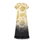La DoubleJ Swing Dress in Oasis Ombré Placée Green & Black - Dresses - Milanese Maximalist Fashion at Coveti