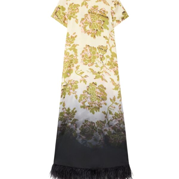 La DoubleJ Swing Dress in Oasis Ombré Placée Green & Black - Dresses - Milanese Maximalist Fashion at Coveti