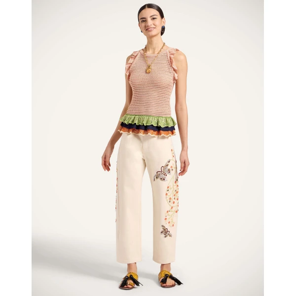 La DoubleJ The Barrel Jean in Solid Ecru - Pants - Milanese Maximalist Fashion at Coveti